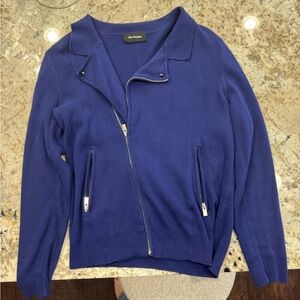 The Kooples Navy Biker Cut Asymmetrical Zipper Biker Style Jacket - Rare